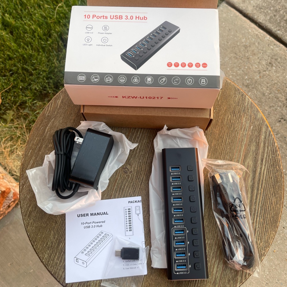 Powered USB 10 Port, 3.0 Hub